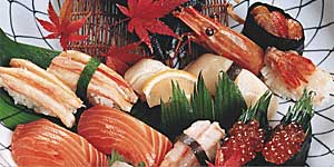 Sakura Hibachi Buffet sushi rolls and seafood